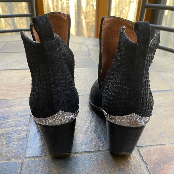 Jeffrey Campbell Cromwell Western Black Suede Snakeskin Leather Booties-Size 9 - Picture 2 of 15